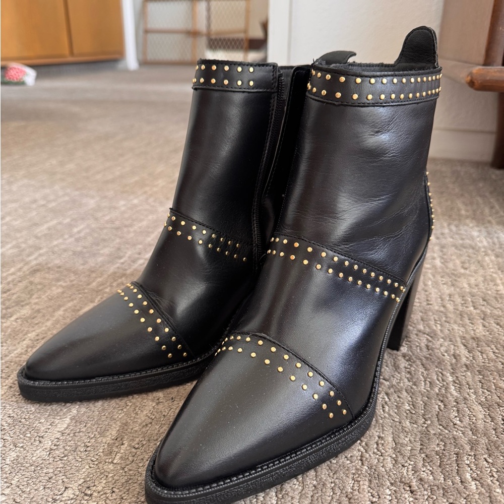 Alpe Spain - Black Ankle Boots with Gold Studs - Picture 4 of 4